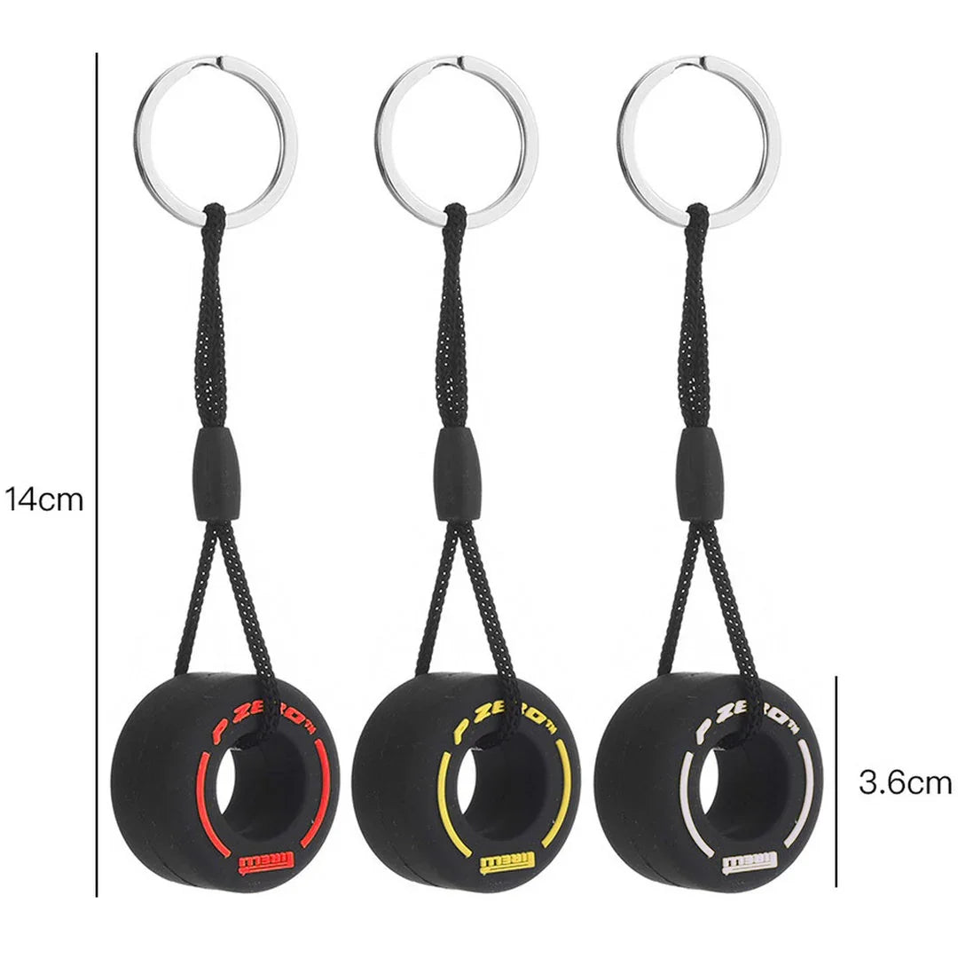 Formule 1 sleutelhanger set van 3 | Geel | Wit | Rood | Pirelli | P-zero | Keychain | F1 - KartKings