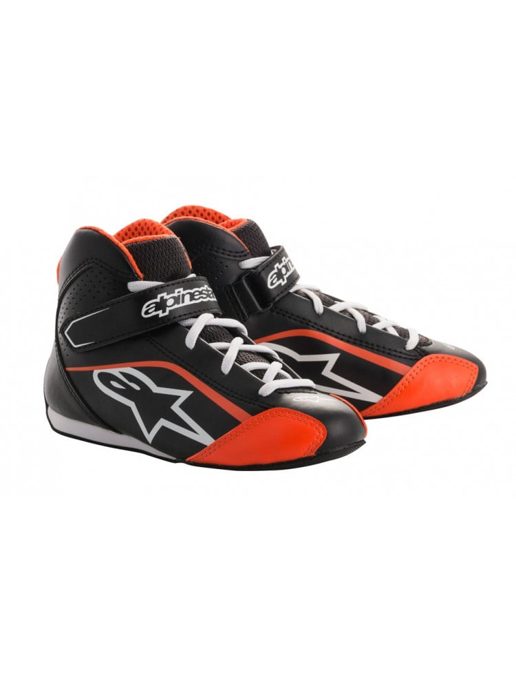 Alpinestars Tech-1 K S (kinder kart schoenen) ZWART/WIT/FLUO ORANJE