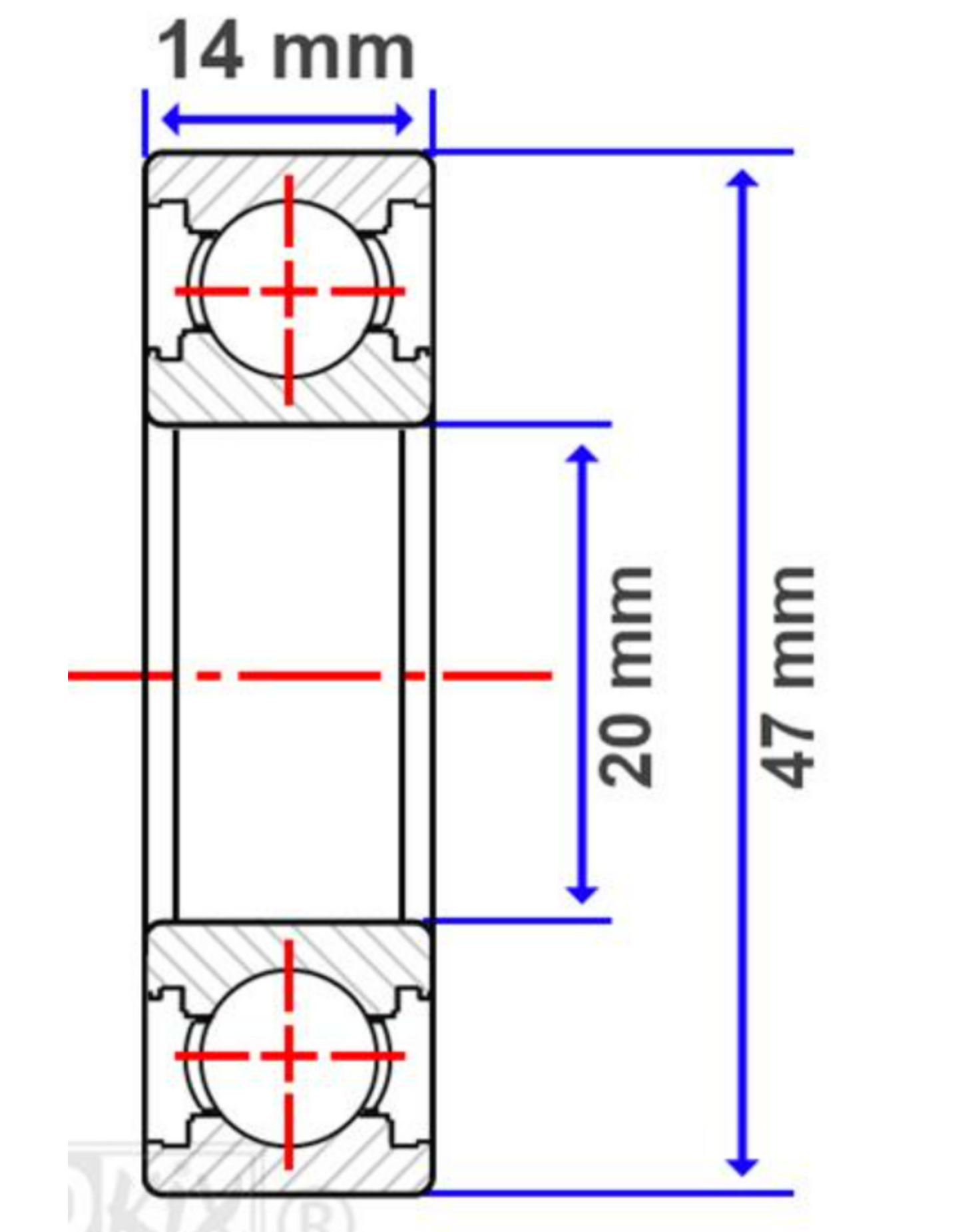 Cojinete de cigüeñal Iame 60cc skf 6204 c4
