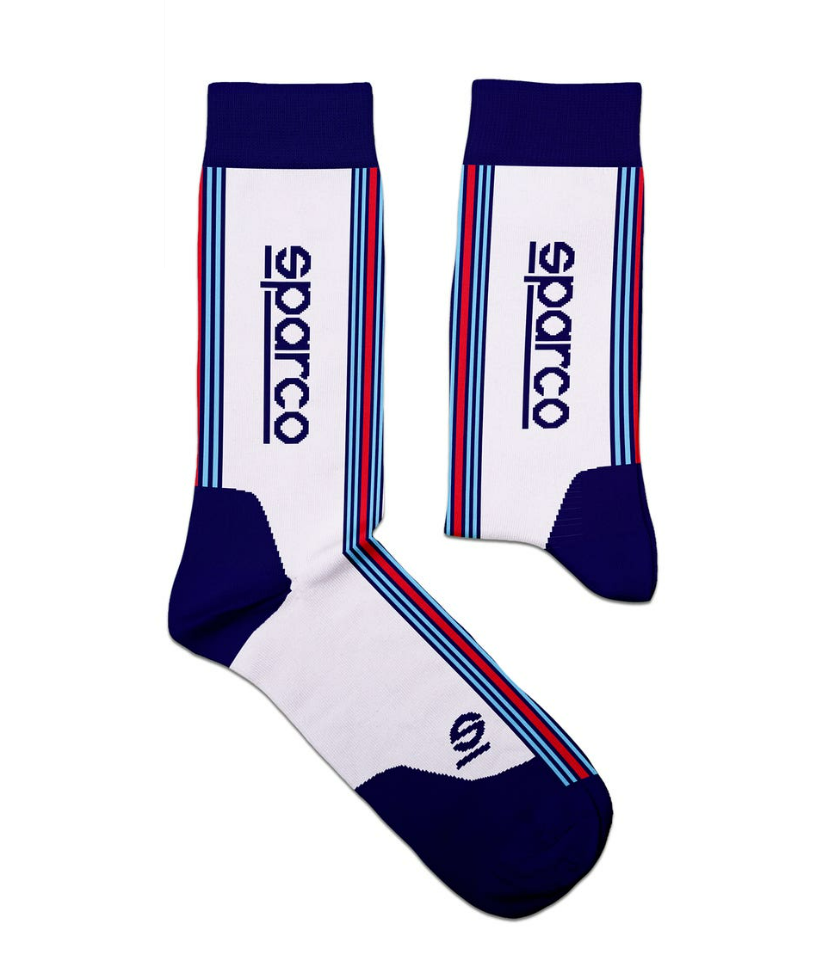 Calcetines altos de diseño icónico Sparco Martini Blanco / Azul / Rojo