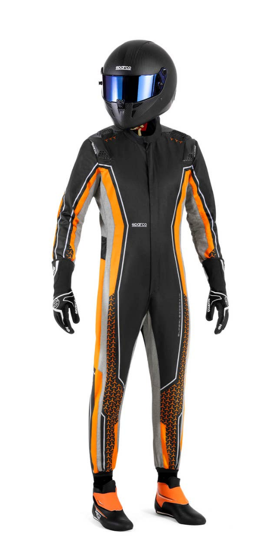 Sparco Superleggera kart overall FIA 8877-2022 - Zwart / Fluor Oranje