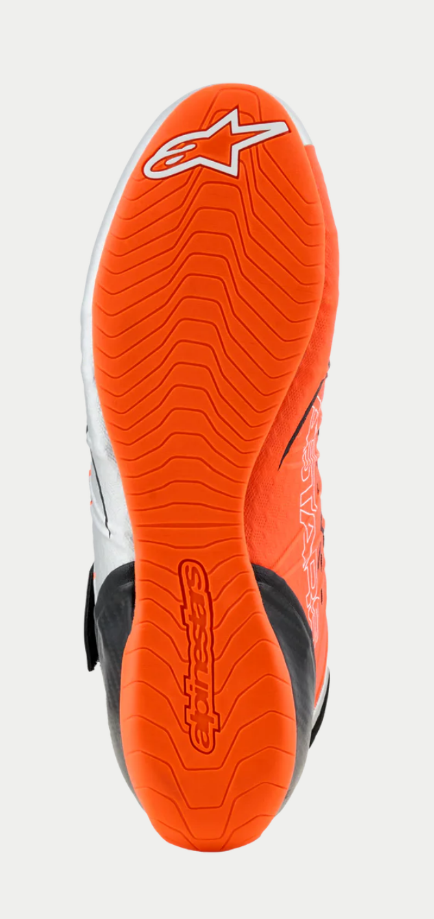 Zapatillas de kart Alpinestars KX V3 homologadas por la FIA en color naranja/plateado