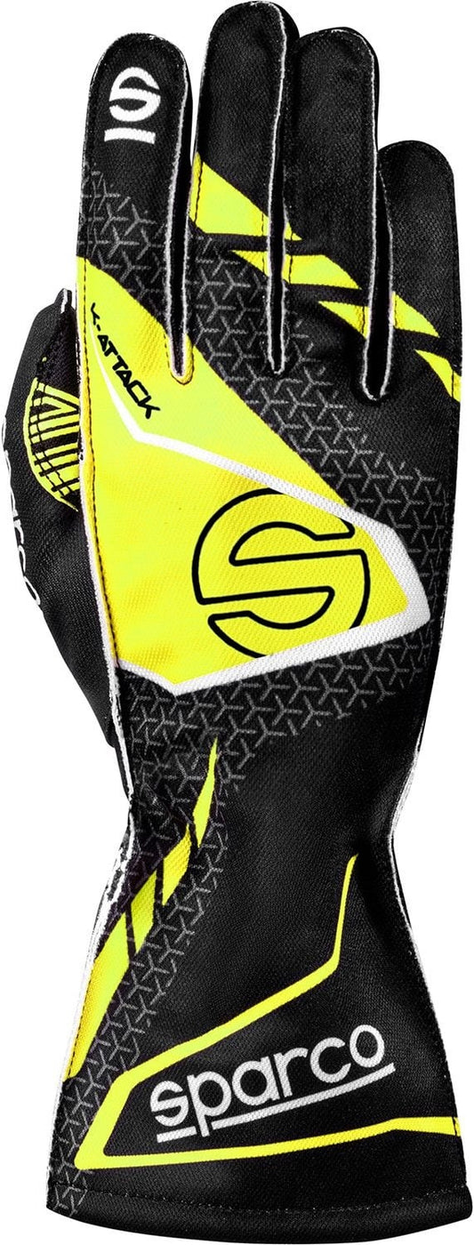 Sparco K-attack kart gloves Black/fluorescent yellow
