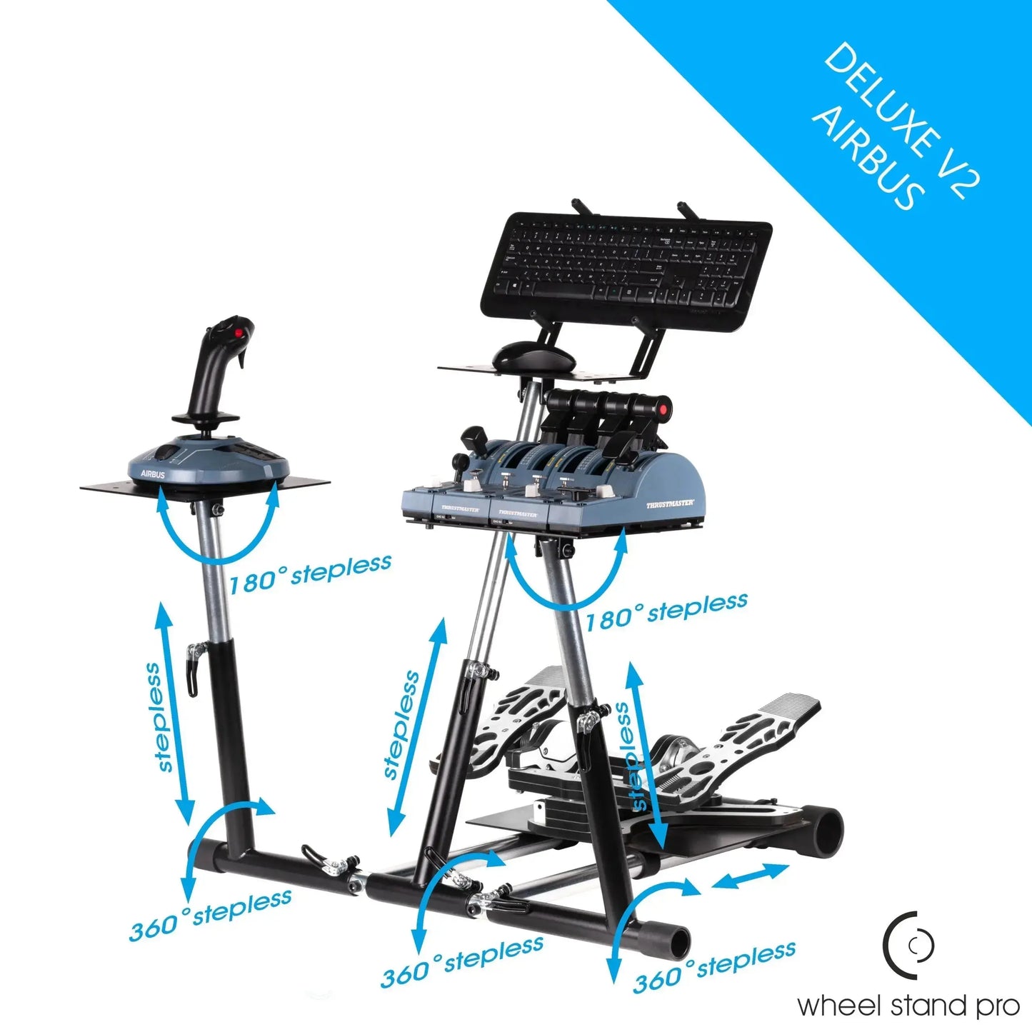 Wheel Stand Pro for Thrustmaster HOTAS WARTHOG™, Saitek X-55, X52/Pro, X65 – Deluxe V2