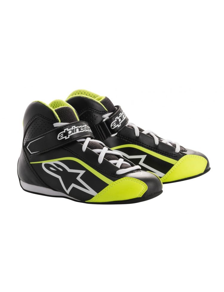 Alpinestars Tech-1 K S (kinder kart schoenen) ZWART/WIT/FLUO GEEL