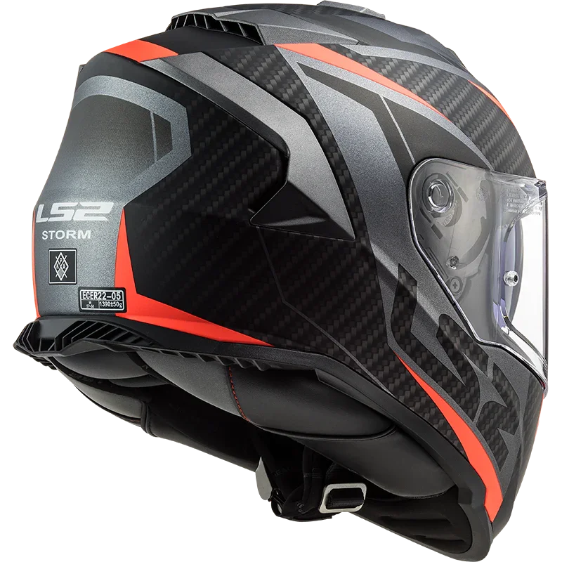 LS2 FF800 Storm II Racer Matt Titanium Fluor Oranje - KartKings