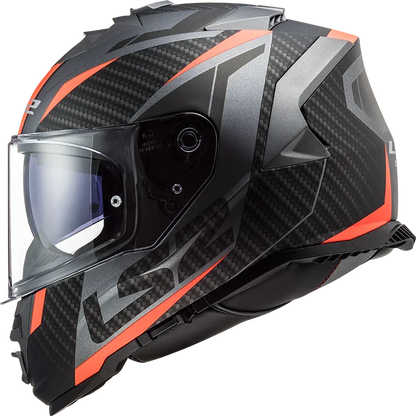 LS2 FF800 Storm II Racer Matt Titanium Fluor Oranje - KartKings