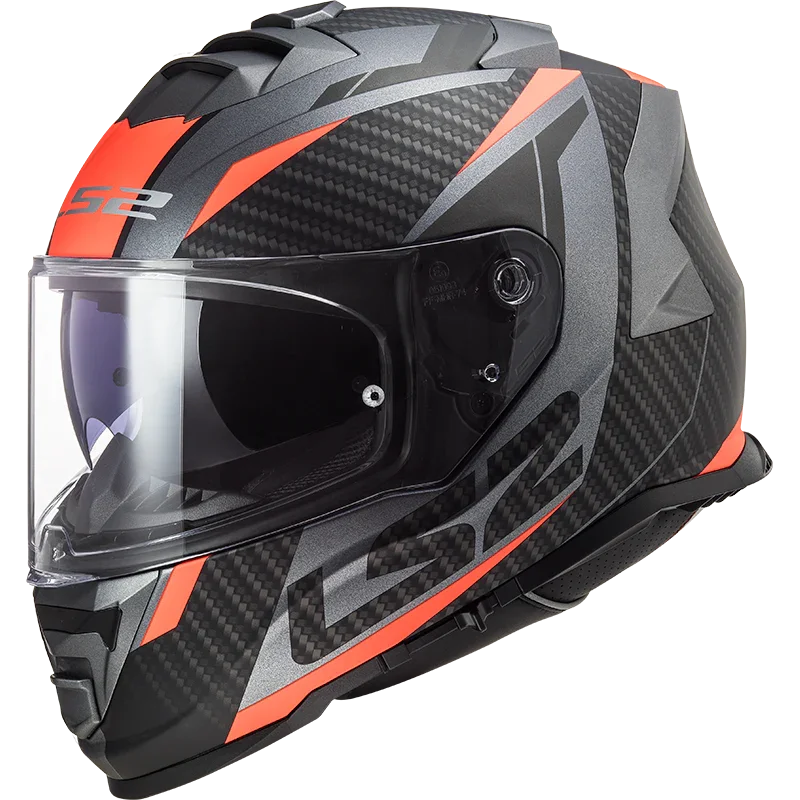 LS2 FF800 Storm II Racer Matt Titanium Fluor Oranje - KartKings