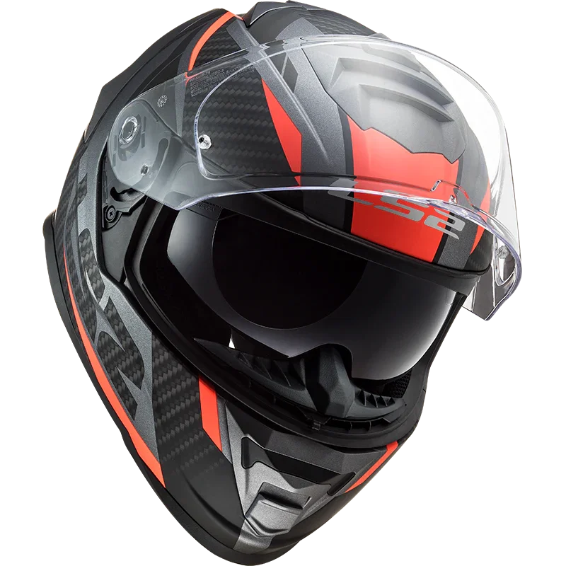 LS2 FF800 Storm II Racer Matt Titanium Fluor Oranje - KartKings