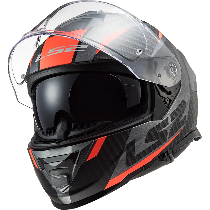 LS2 FF800 Storm II Racer Matt Titanium Fluor Oranje - KartKings