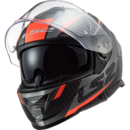 LS2 FF800 Storm II Racer Matt Titanium Fluor Oranje - KartKings