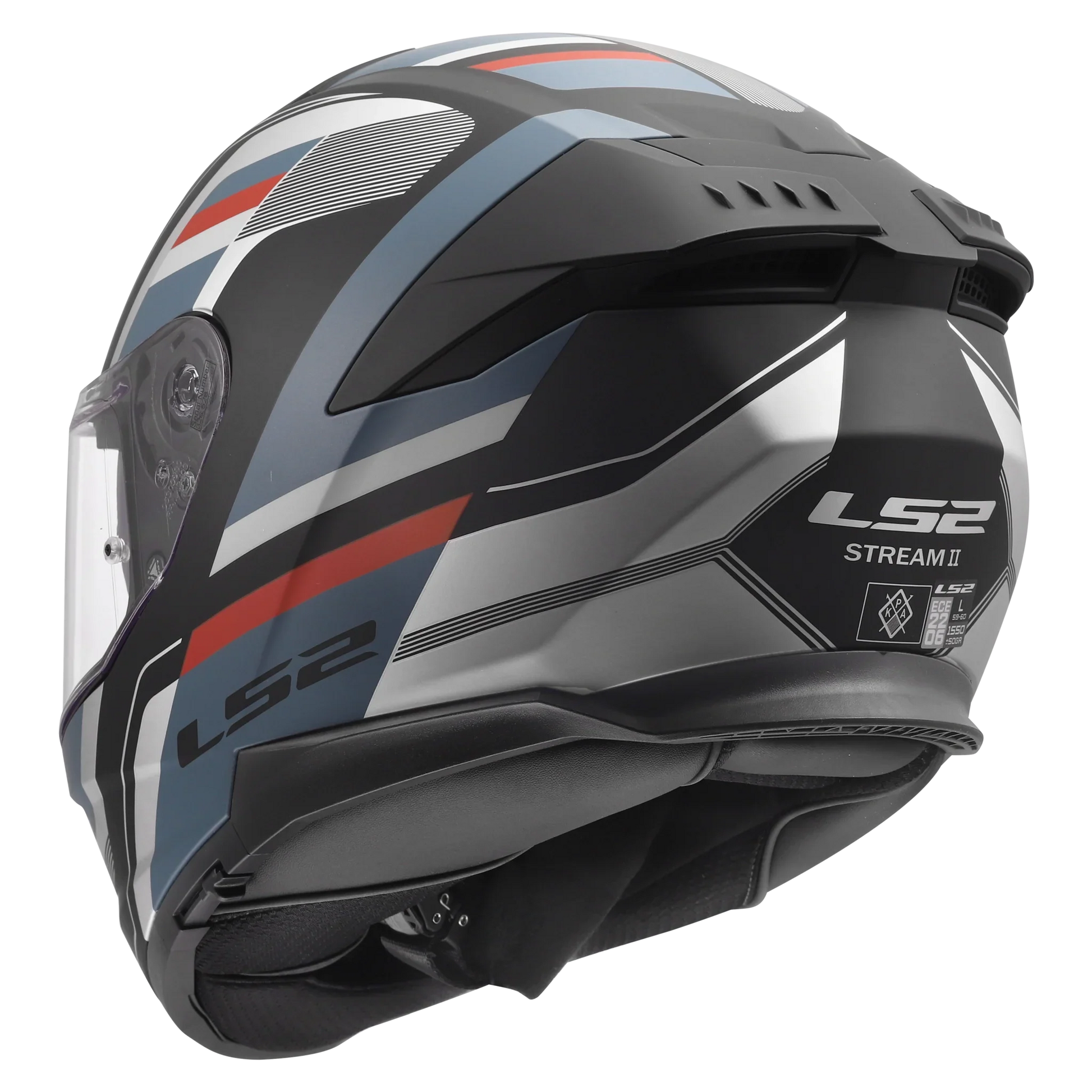 LS2 FF808 Stream II Vintage matt zwart/blauw - KartKings