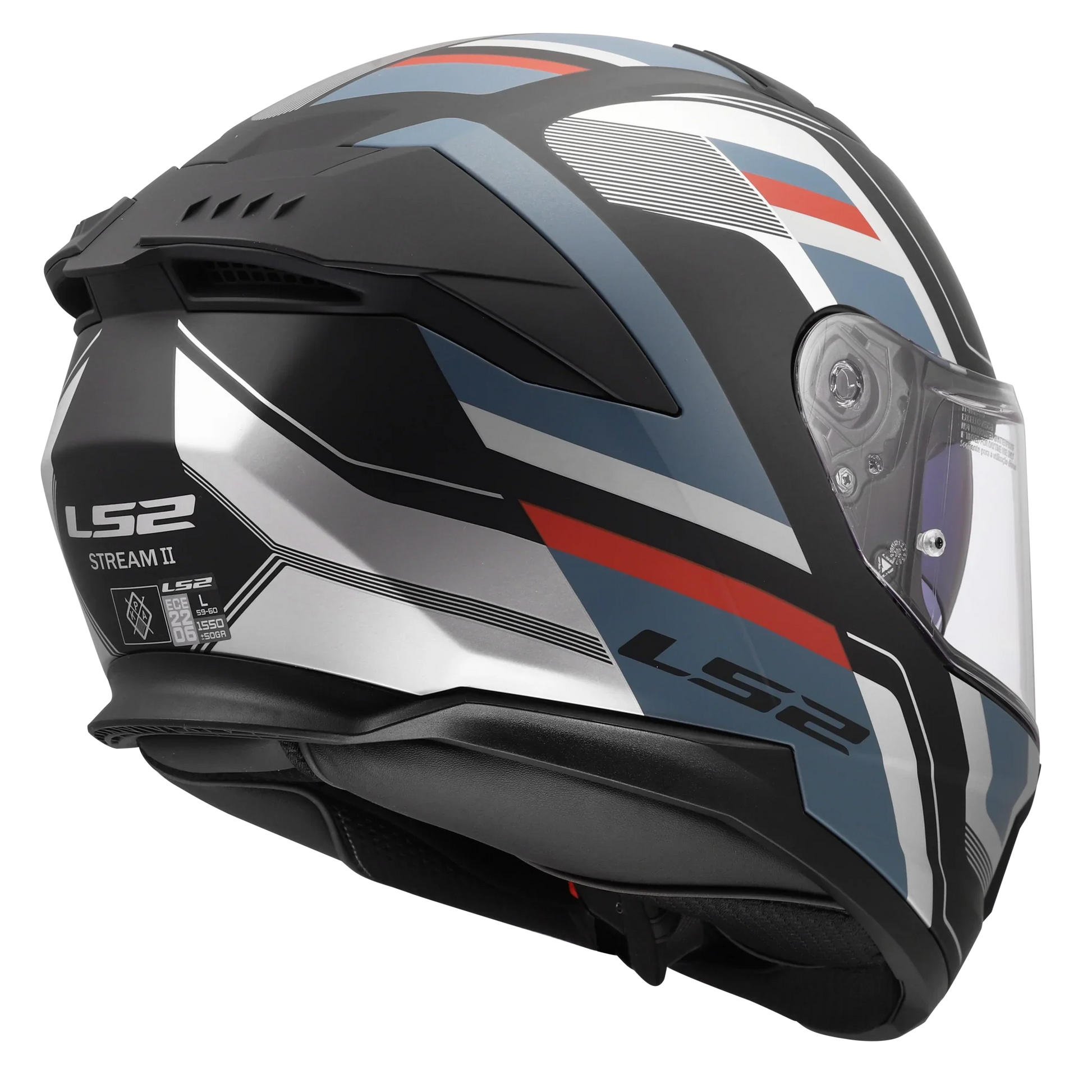 LS2 FF808 Stream II Vintage matt zwart/blauw - KartKings