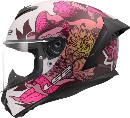 LS2 FF820 Rapid III Poppies wit/roze - KartKings