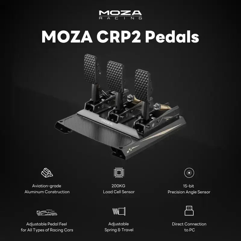 Moza Racing CRP2 Load Cell Pedals - KartKings