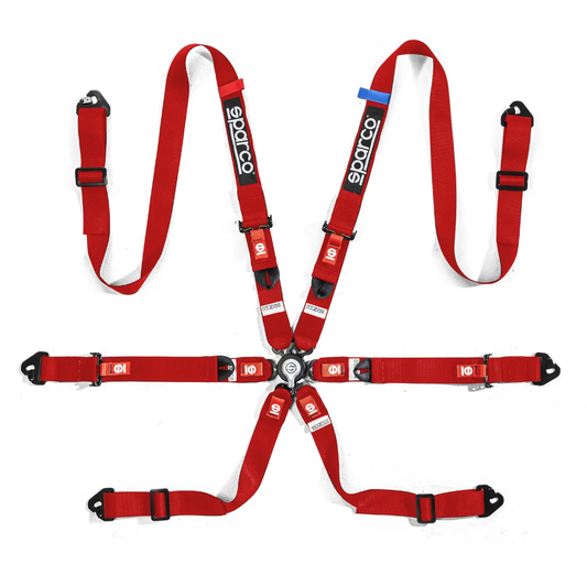 Sparco COMPETITION H-2 PU 6-puntsgordel Rood