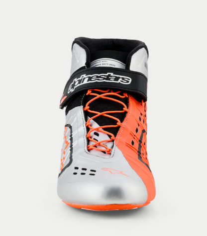 Zapatillas de kart Alpinestars KX V3 homologadas por la FIA en color naranja/plateado