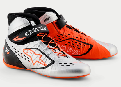 Zapatillas de kart Alpinestars KX V3 homologadas por la FIA en color naranja/plateado