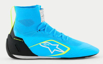 Zapatillas de karting Alpinestars Supertech K FIA, azul claro/amarillo fluorescente