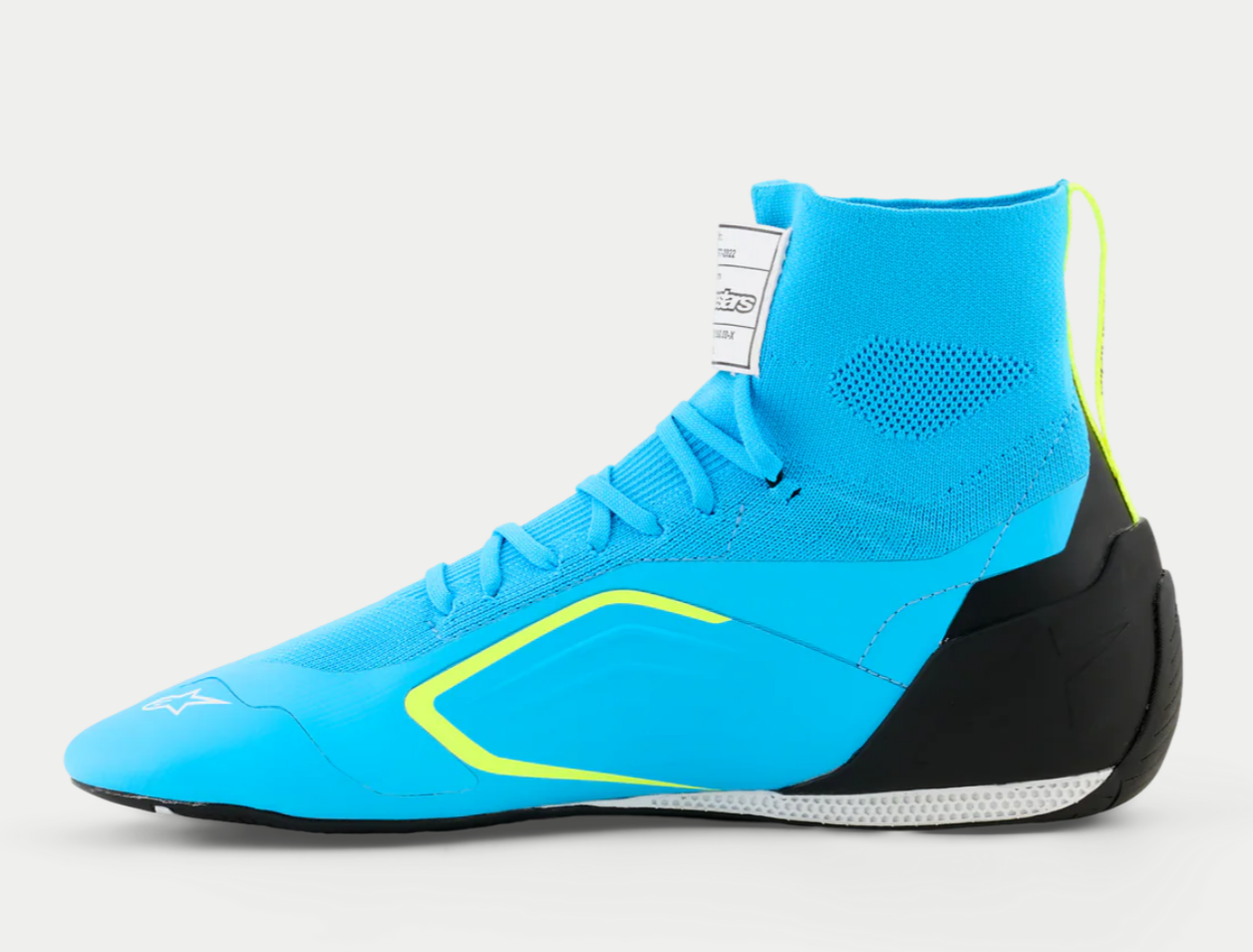Zapatillas de karting Alpinestars Supertech K FIA, azul claro/amarillo fluorescente