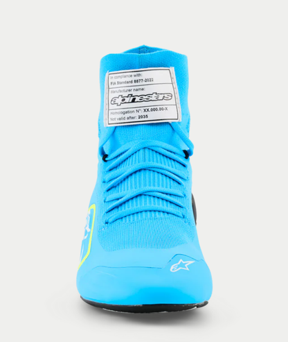 Zapatillas de karting Alpinestars Supertech K FIA, azul claro/amarillo fluorescente
