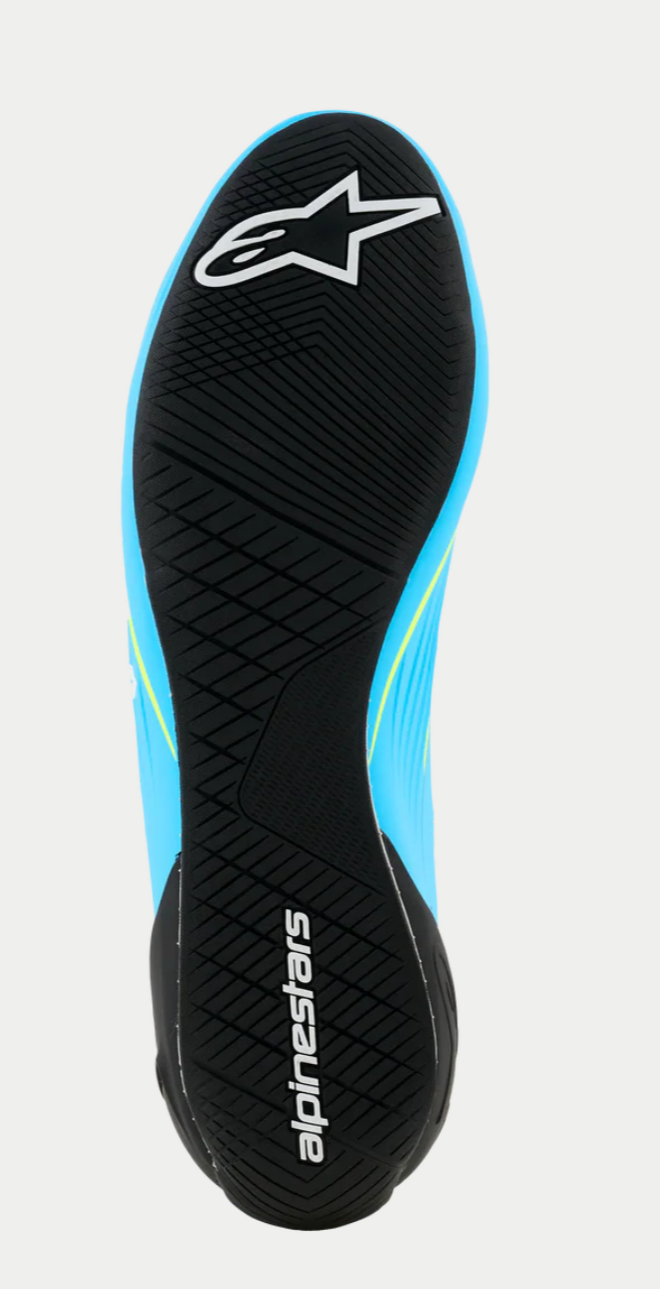 Zapatillas de karting Alpinestars Supertech K FIA, azul claro/amarillo fluorescente