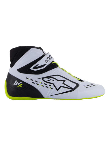 Zapatillas de kart Alpinestars KX V3 homologadas por la FIA en negro, blanco y amarillo fluorescente