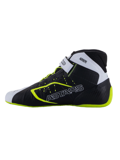 Zapatillas de kart Alpinestars KX V3 homologadas por la FIA en negro, blanco y amarillo fluorescente