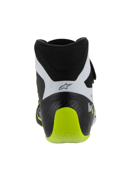 Zapatillas de kart Alpinestars KX V3 homologadas por la FIA en negro, blanco y amarillo fluorescente