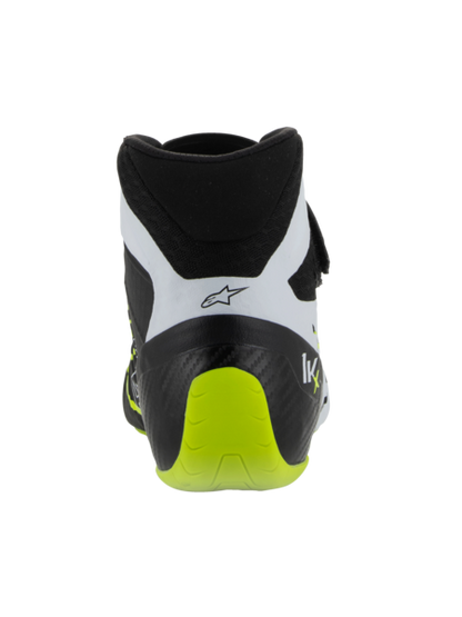 Zapatillas de kart Alpinestars KX V3 homologadas por la FIA en negro, blanco y amarillo fluorescente